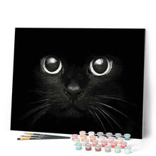 Charger l'image dans la galerie, peinture par numéros | Tête de Chat noir | animaux, chats, france, intermédiaire | FiguredArt