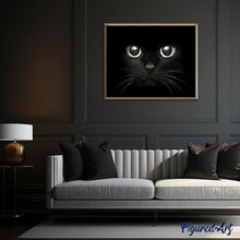 Charger l'image dans la galerie, peinture par numéros | Tête de Chat noir | animaux, chats, france, intermédiaire | FiguredArt