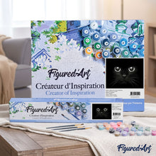 Charger l'image dans la galerie, peinture par numéros | Tête de Chat noir | animaux, chats, france, intermédiaire | FiguredArt