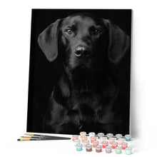 Charger l'image dans la galerie, peinture par numéros | Portrait de Chien noir | animaux, chiens, complexe | FiguredArt