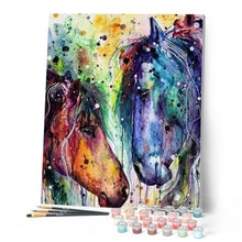 Charger l'image dans la galerie, peinture par numéros | Deux chevaux en couleur | animaux, chevaux, complexe, france, Pop Art | FiguredArt