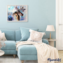 Charger l'image dans la galerie, peinture par numéros | Femme et Renne | animaux, complexe, rennes et biches | FiguredArt