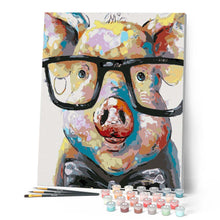 Charger l'image dans la galerie, peinture par numéros | Petit Cochon aux Lunettes | animaux, intermédiaire | FiguredArt