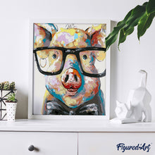 Charger l'image dans la galerie, peinture par numéros | Petit Cochon aux Lunettes | animaux, intermédiaire | FiguredArt
