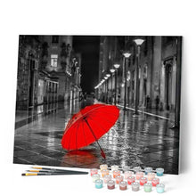 Charger l'image dans la galerie, peinture par numéros | Parapluie rouge | complexe, ville | FiguredArt
