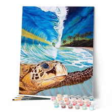 Charger l'image dans la galerie, peinture par numéros | Tortue dans les Vagues | complexe, paysages, tortues | FiguredArt