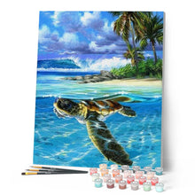 Charger l'image dans la galerie, peinture par numéros | Tortue détendue | animaux, complexe, france, paysages, tortues | FiguredArt