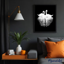 Charger l'image dans la galerie, peinture par numéros | Cygnes blancs dans la Nuit | animaux, cignes, intermédiaire, oiseaux | FiguredArt