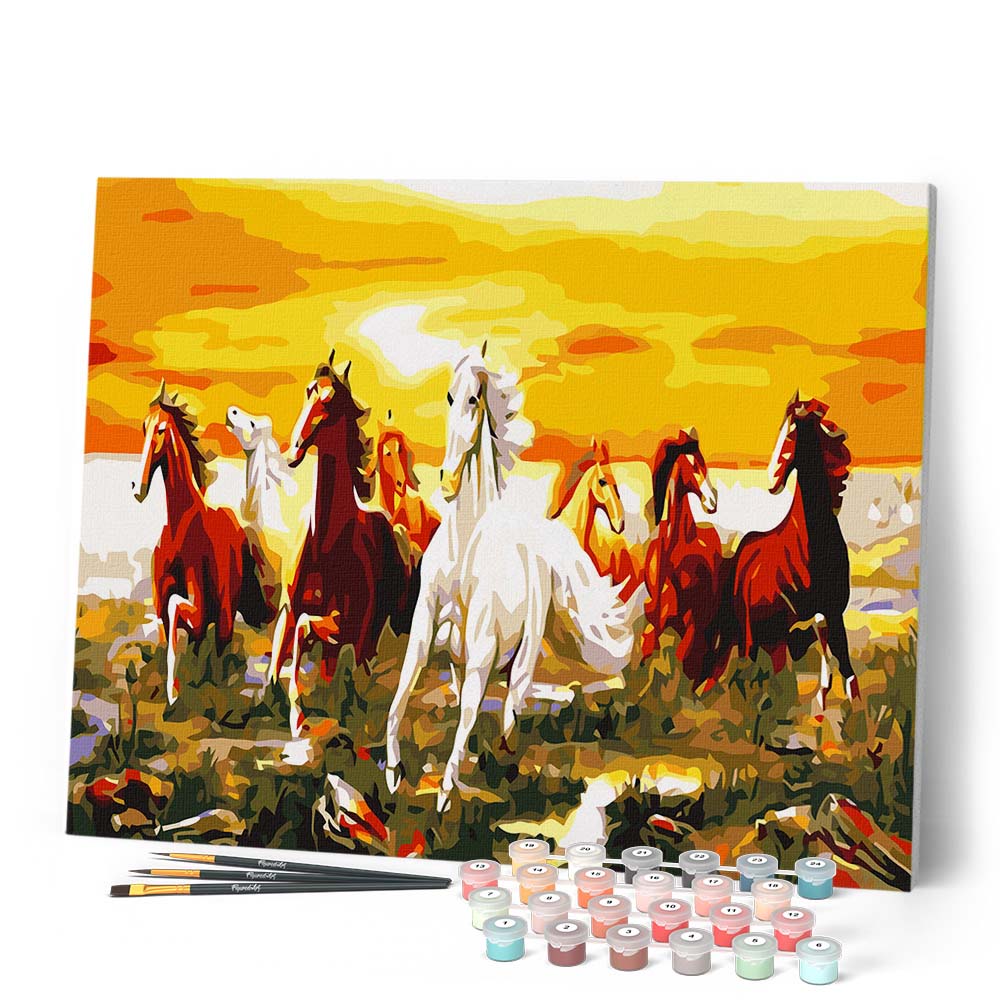 Tableau Chevaux Au Galop - Imitation Nacre - Déco Murale