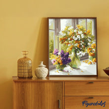 Charger l'image dans la galerie, peinture par numéros | Fleurs à la Fenêtre | fleurs, intermédiaire | FiguredArt