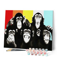 Charger l'image dans la galerie, peinture par numéros | La Famille Chimpanzés | animaux, intermédiaire, singes | FiguredArt