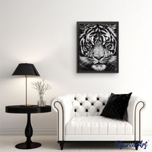 Charger l'image dans la galerie, peinture par numéros | Tête de Tigre en noir et blanc | animaux, complexe, france, tigres | FiguredArt