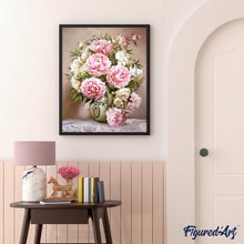 Charger l'image dans la galerie, peinture par numéros | Pivoines roses et blanches sur la Table | fleurs, intermédiaire | FiguredArt