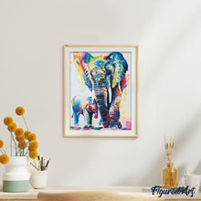 Charger l'image dans la galerie, peinture par numéros | Eléphants Aquarelle | animaux, france, intermédiaire, éléphants | FiguredArt