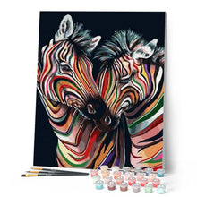 Charger l'image dans la galerie, peinture par numéros | Couple de Zèbres colorés | animaux, facile, france, zèbres | FiguredArt