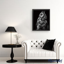 Charger l'image dans la galerie, peinture par numéros | Chouette en noir et blanc | animaux, chouettes et hiboux, complexe | FiguredArt