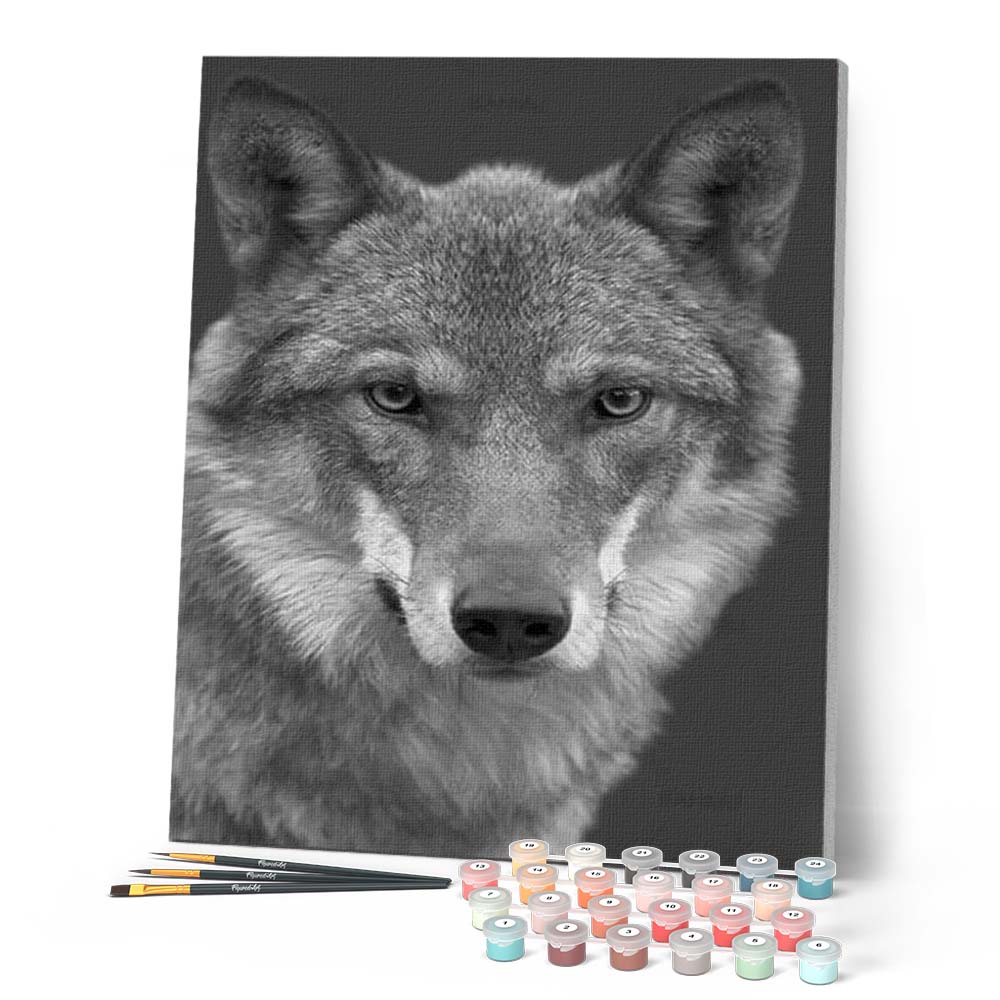 Ravensburger CreArt 28773 Portrait De Loup – Peinture Par Numéros Lumineuse Pour Enfants 7+, Kit Complet Avec Cadre Et Peintures Qui Brillent Dans Le Noir