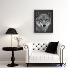 Charger l'image dans la galerie, peinture par numéros | Tête de Loup en noir et blanc | animaux, chiens, complexe, loups | FiguredArt