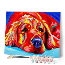 Charger l'image dans la galerie, peinture par numéros | Chien rouge allongé sur le Sol | animaux, chiens, intermédiaire | FiguredArt