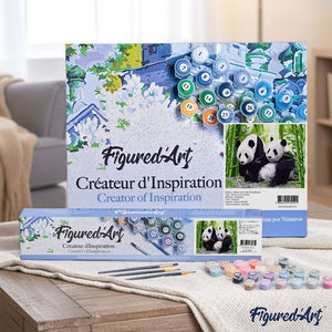 Kit Peinture Par Numéros TISHIRON – Panda Et Fleurs – Toile 40x50 Cm Avec Cadre – Acrylique – Loisir Créatif Pour Adultes Et Enfants