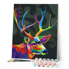 Charger l'image dans la galerie, peinture par numéros | Cerf coloré Pop Art | animaux, facile, Pop Art, rennes et biches | FiguredArt