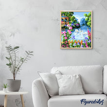 Charger l'image dans la galerie, peinture par numéros | Cygnes et Fleurs | animaux, cignes, intermédiaire, oiseaux, paysages | FiguredArt