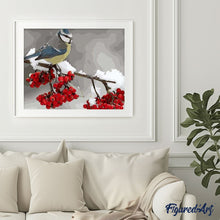 Charger l'image dans la galerie, peinture par numéros | Oiseau et Fruits rouges | animaux, facile, fleurs | FiguredArt