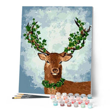 Charger l'image dans la galerie, peinture par numéros | Cerf habillé de Lierre | animaux, facile, rennes et biches | FiguredArt