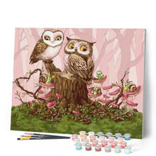 Charger l'image dans la galerie, peinture par numéros | Hiboux dans la Forêt | animaux, chouettes et hiboux, intermédiaire | FiguredArt