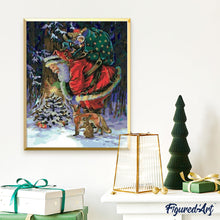 Charger l'image dans la galerie, peinture par numéros | Le Père Noël portant ses Cadeaux | intermédiaire, paysages | FiguredArt
