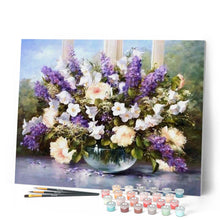 Charger l'image dans la galerie, peinture par numéros | Bouquet coloré blanc et violet | complexe, fleurs | FiguredArt