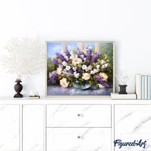 Charger l'image dans la galerie, peinture par numéros | Bouquet coloré blanc et violet | complexe, fleurs | FiguredArt