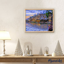 Charger l'image dans la galerie, peinture par numéros | Maisons le Soir près de la Rivière | intermédiaire, paysages | FiguredArt
