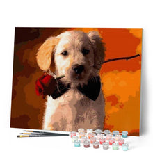 Charger l'image dans la galerie, peinture par numéros | Chien à la Rose | animaux, chiens, facile | FiguredArt