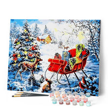 Charger l'image dans la galerie, peinture par numéros | Cerfs près des cadeaux de Noël | intermédiaire, Noël | FiguredArt