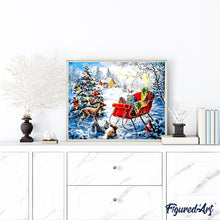 Charger l'image dans la galerie, peinture par numéros | Cerfs près des cadeaux de Noël | intermédiaire, Noël | FiguredArt
