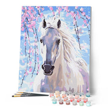 Charger l'image dans la galerie, peinture par numéros | Cheval et Fleurs blanches | animaux, chevaux, facile, france | FiguredArt
