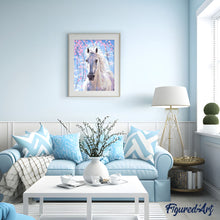 Charger l'image dans la galerie, peinture par numéros | Cheval et Fleurs blanches | animaux, chevaux, facile, france | FiguredArt