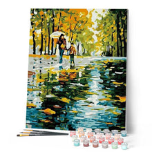 Charger l'image dans la galerie, peinture par numéros | Mère et Fils sous la Pluie | arbres, intermédiaire, paysages | FiguredArt
