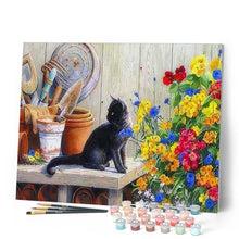 Charger l'image dans la galerie, peinture par numéros | Chaton dans le Jardin | animaux, chats, complexe, fleurs | FiguredArt