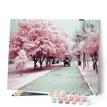 Charger l'image dans la galerie, peinture par numéros | Cerisiers en Fleurs au Japon | intermédiaire, paysages, romantique, ville | FiguredArt