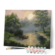 Charger l'image dans la galerie, peinture par numéros | Aube sur l’Etang | intermédiaire, montagnes, paysages | FiguredArt
