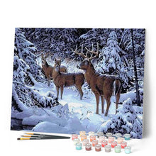 Charger l'image dans la galerie, peinture par numéros | Cerfs dans la Neige | animaux, complexe, rennes et biches | FiguredArt