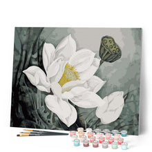 Charger l'image dans la galerie, peinture par numéros | Fleur de Lotus blanc | facile, fleurs | FiguredArt