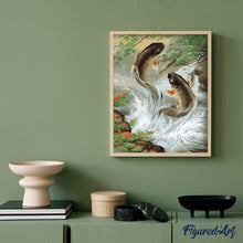 Charger l'image dans la galerie, peinture par numéros | Poissons dans la Rivière | animaux, fleurs, intermédiaire, poissons | FiguredArt
