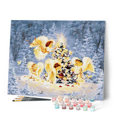 Charger l'image dans la galerie, peinture par numéros | Sapin de Noël et petits Anges | arbres, intermédiaire, Noël | FiguredArt