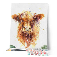 Charger l'image dans la galerie, peinture par numéros | Vache marron aux poils longs | animaux, complexe, france, vaches | FiguredArt