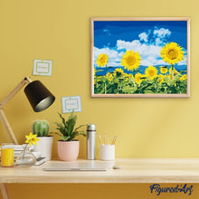 Charger l'image dans la galerie, peinture par numéros | Ciel bleu et Tournesols | facile, fleurs | FiguredArt