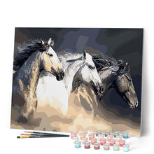 Charger l'image dans la galerie, peinture par numéros | Trois chevaux de profil | animaux, chevaux, facile | FiguredArt