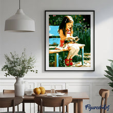 Charger l'image dans la galerie, peinture par numéros | Petite Fille dans le parc avec son Chat | animaux, chats, facile, romantique | FiguredArt